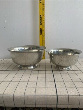 Pair of English Pewter Nesting Footed Bowls